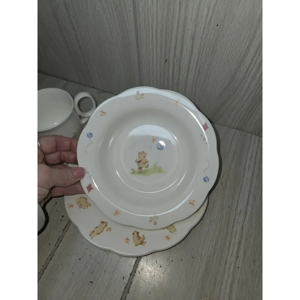 Vintage Noritake Busy Bear Child's Babys Dish Set Plate Bowl & Cup Dining Set